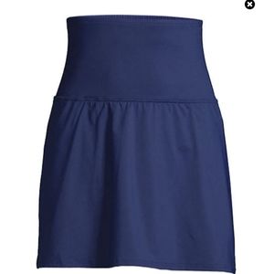 NWT Lands End Ultra High Waist  Mini Swim Skirt Navy 18